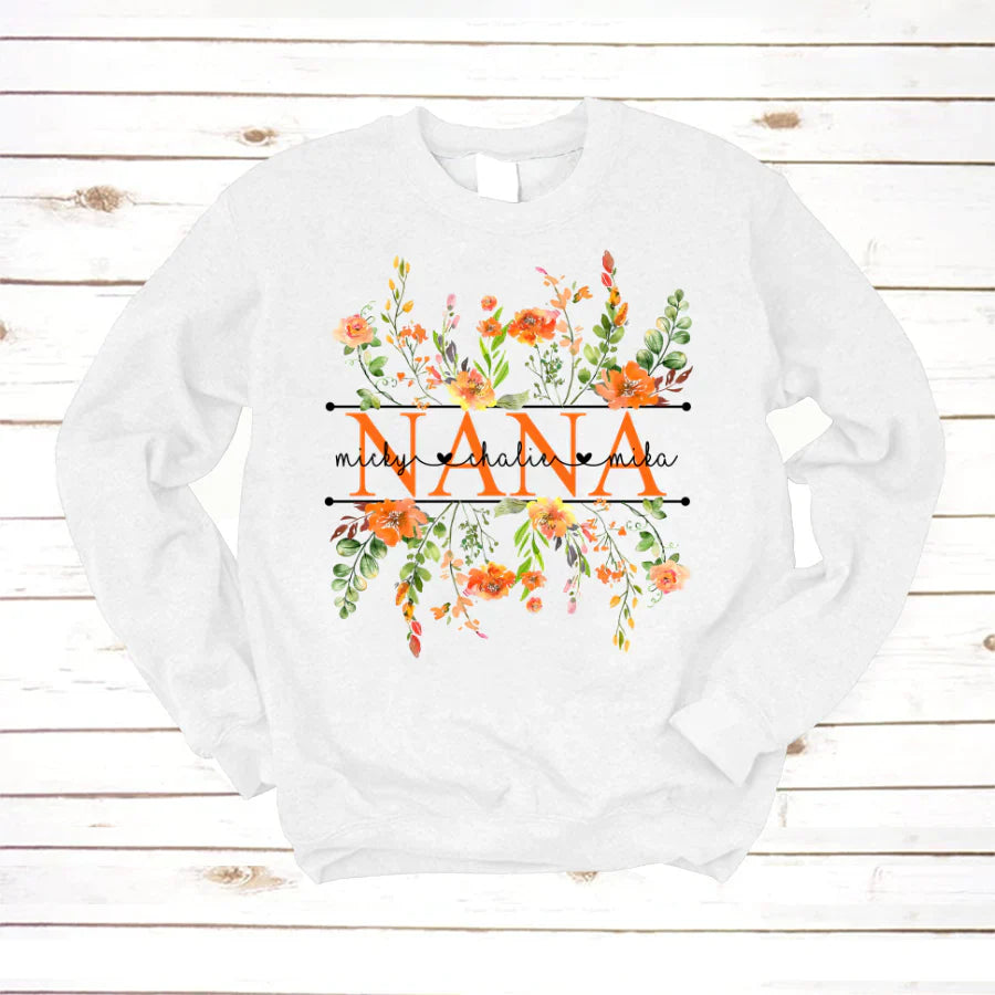 Summer Flowers Nana And Grandkids CTH01 Sweatshirt