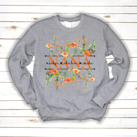 Summer Flowers Nana And Grandkids CTH01 Sweatshirt