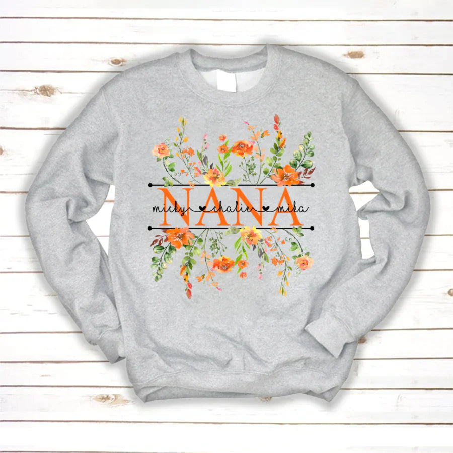 Summer Flowers Nana And Grandkids CTH01 Sweatshirt