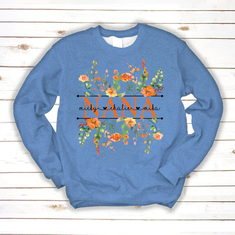 Summer Flowers Nana And Grandkids CTH01 Sweatshirt