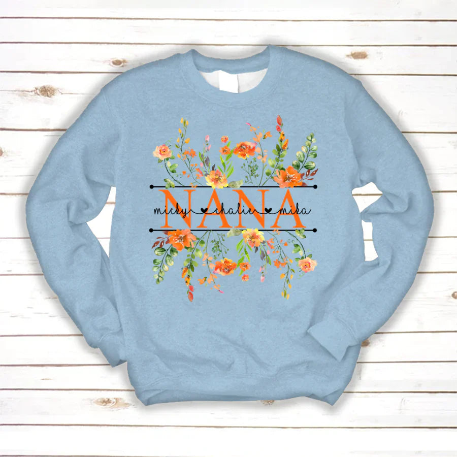 Summer Flowers Nana And Grandkids CTH01 Sweatshirt