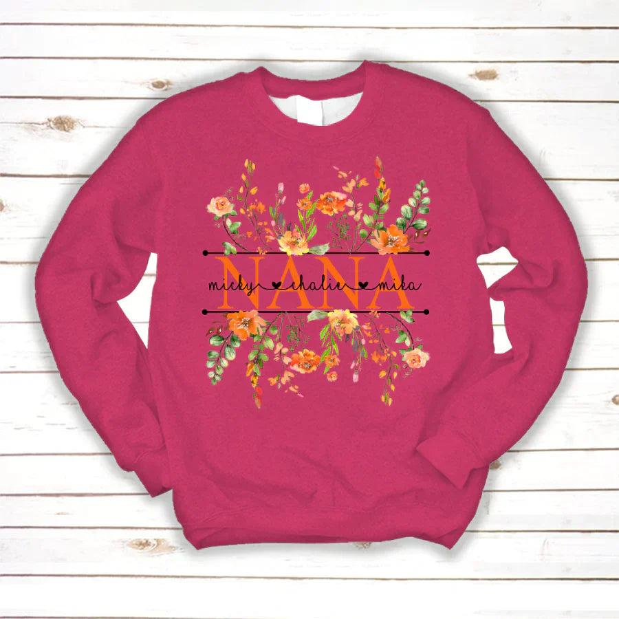 Summer Flowers Nana And Grandkids CTH01 Sweatshirt