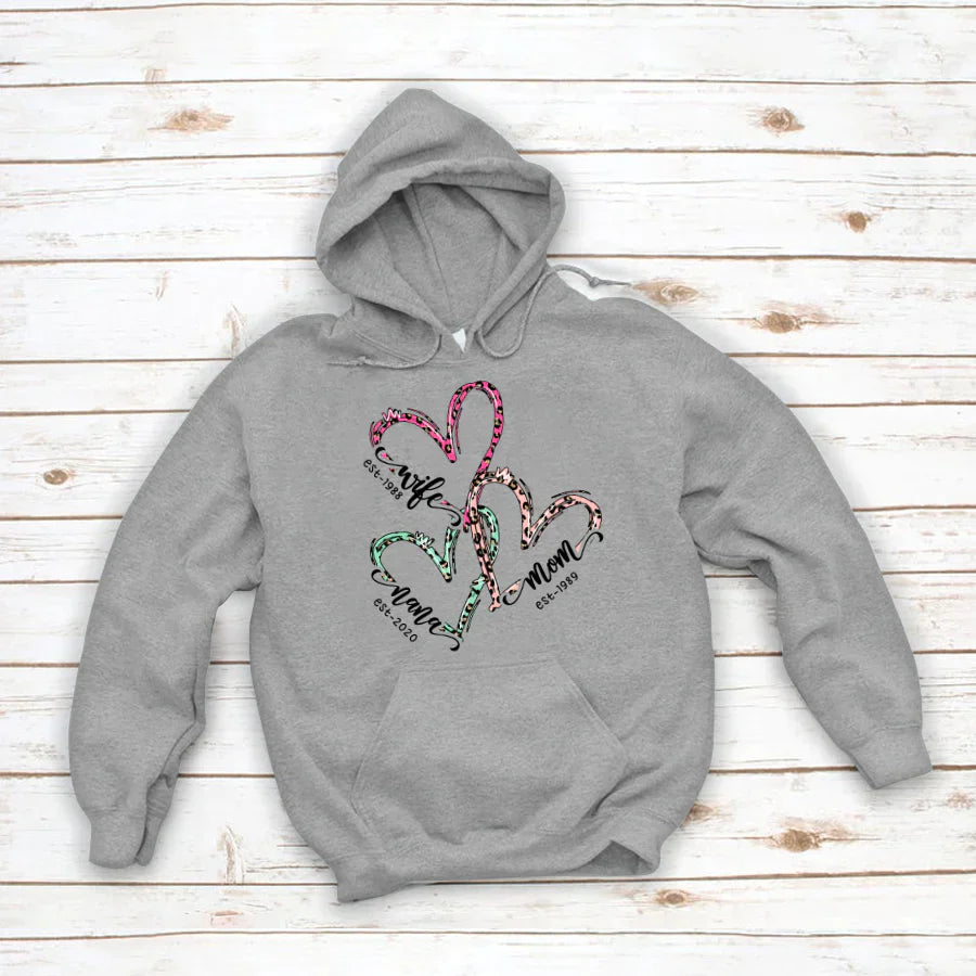 Wife Mom Nana Est Heart CTH01 Hoodie