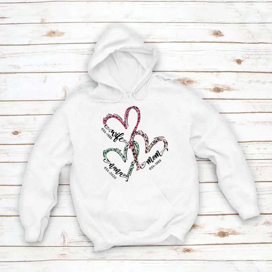 Wife Mom Nana Est Heart CTH01 Hoodie