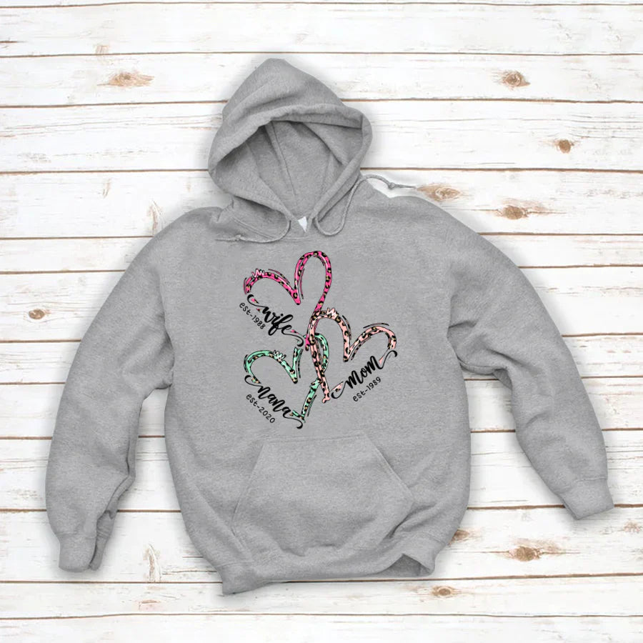 Wife Mom Nana Est Heart CTH01 Hoodie