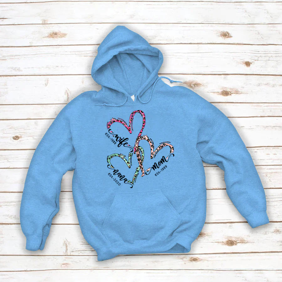 Wife Mom Nana Est Heart CTH01 Hoodie