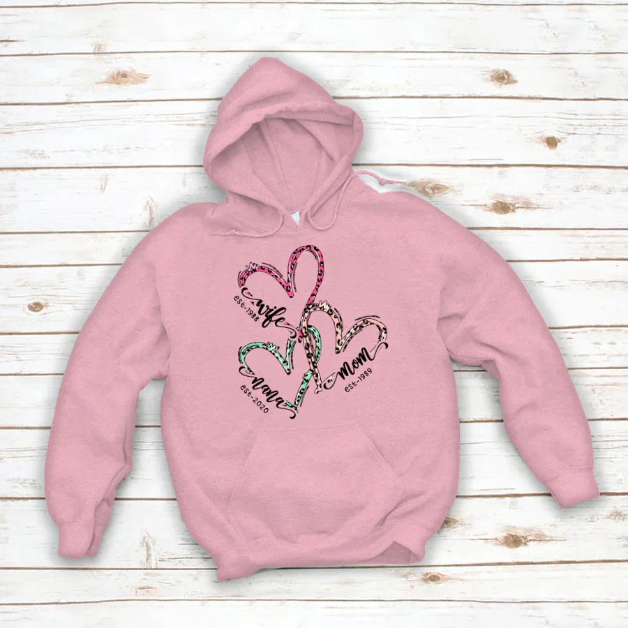Wife Mom Nana Est Heart CTH01 Hoodie