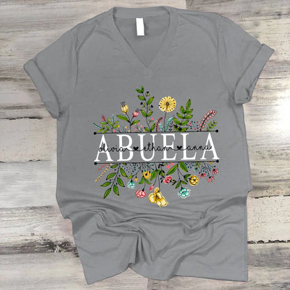 Wildflowers Abuela And Grandkids V-Neck