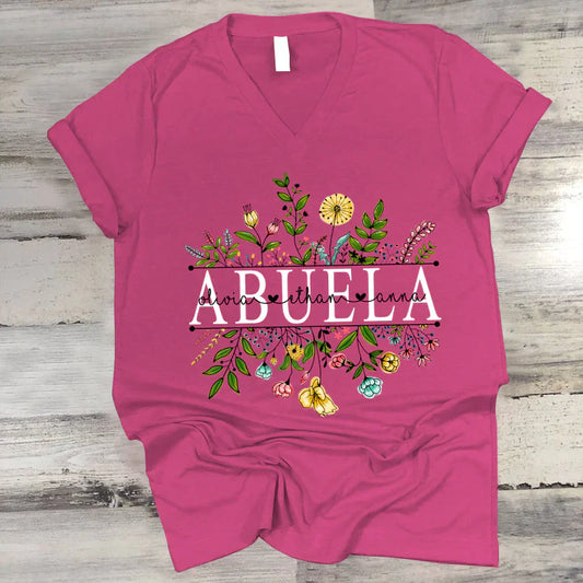 Wildflowers Abuela And Grandkids V-Neck