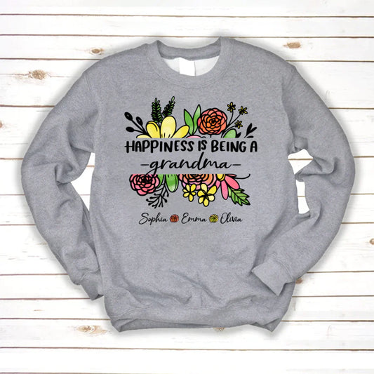 Wildflowers Happiness Is Being A Grandma And Grandkids Sweatshirt