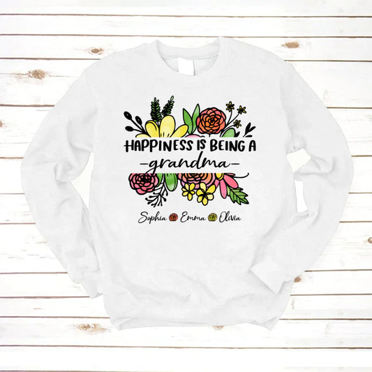 Wildflowers Happiness Is Being A Grandma And Grandkids Sweatshirt