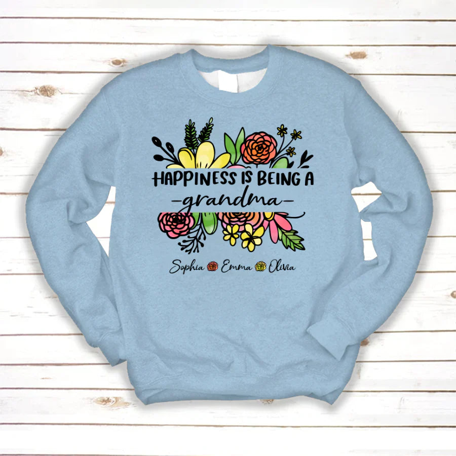 Wildflowers Happiness Is Being A Grandma And Grandkids Sweatshirt