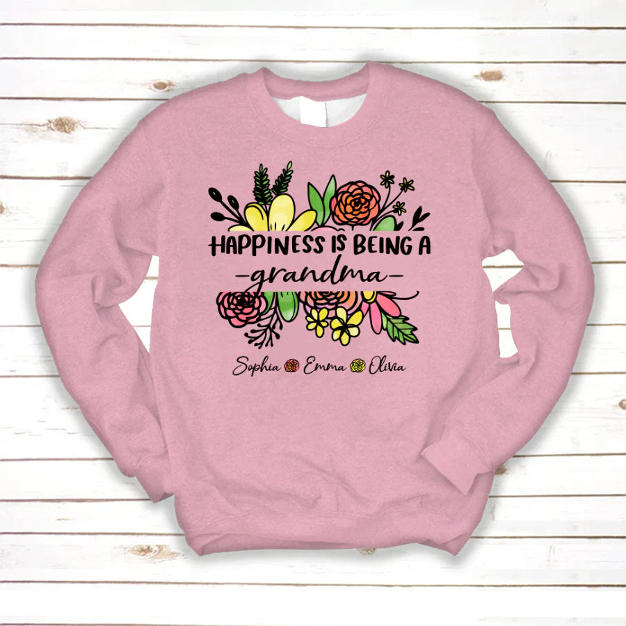 Wildflowers Happiness Is Being A Grandma And Grandkids Sweatshirt