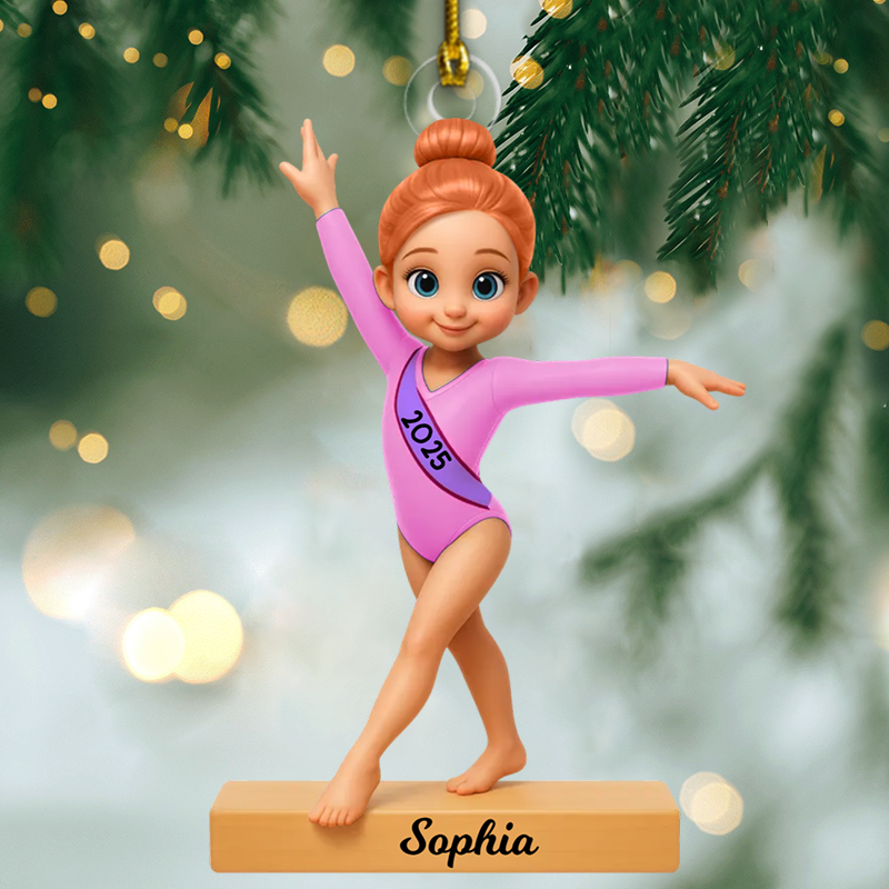 Personalized Gymnast Girl Christmas Ornament 2025, Custom 3D Acrylic Decoration, Unique Holiday Gift For Daughter & Granddaughter Ornament