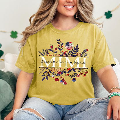 Comfort Colors® Mimi Wildflower Flag American And Grandkids Shirt Gift for Grandma