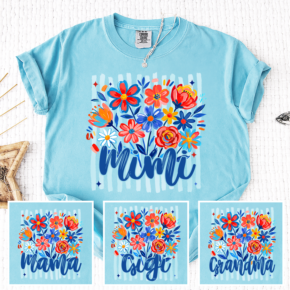 Comfort Colors® Personalized Nana American Flag T-Shirt, Custom Nana, Gigi, Mimi, Mama Design, Patriotic Family Shirt, Gifts for 4th of July, Independence Day