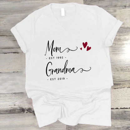 Personalized Mom EST Grandma EST V-Neck