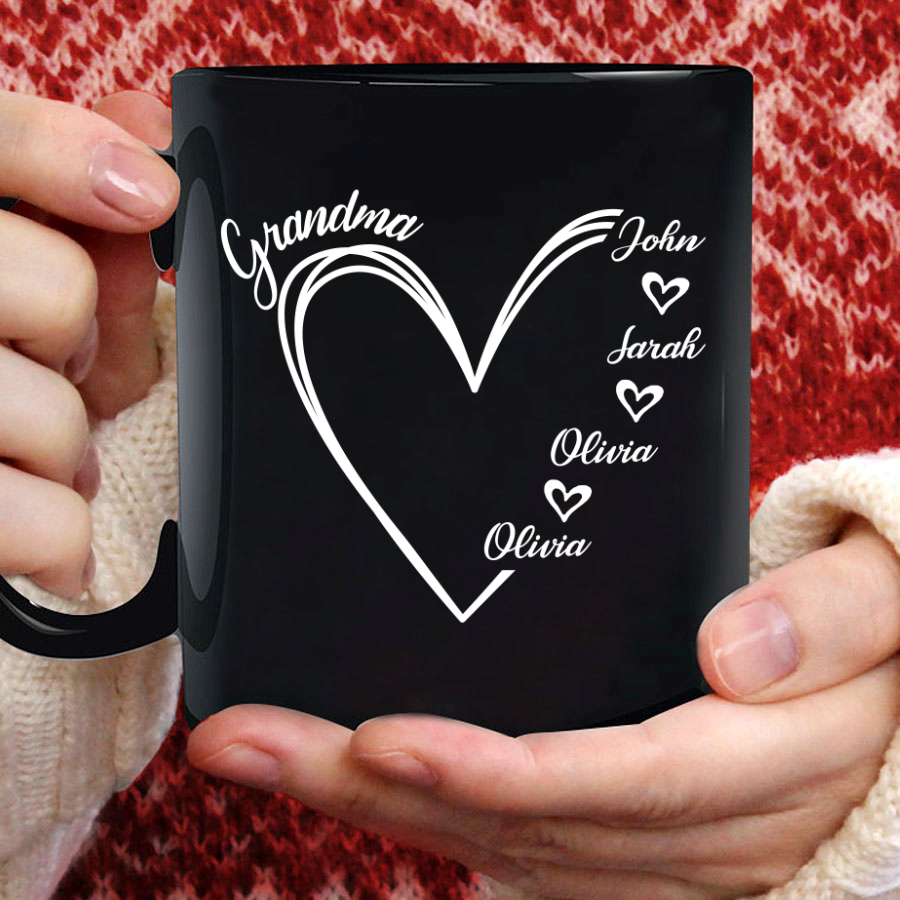Custom Grandma shirt, Grandma Heart Shirt Mug