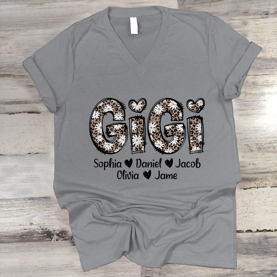 Daisy Leopard Gigi Custom Gigi and Kids Mothers Day Gift Shirt