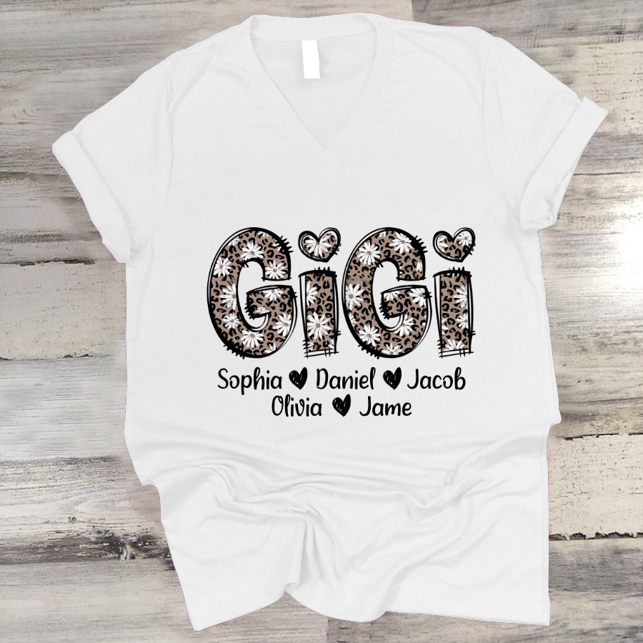 Daisy Leopard Gigi Custom Gigi and Kids Mothers Day Gift Shirt