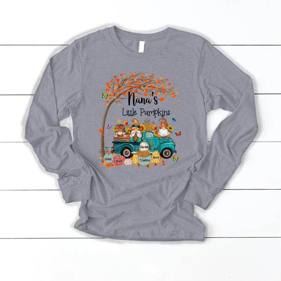 Fall Gnomes Truck Grandma's Little Pumpkins And Kids CTH01 Longsleeve