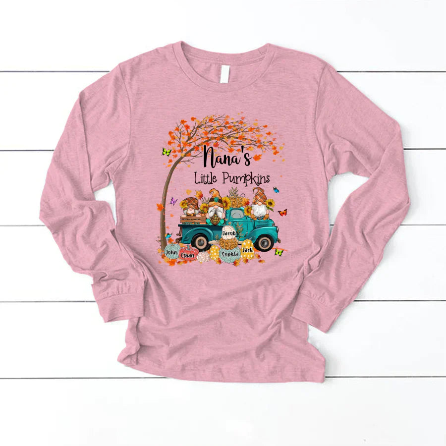 Fall Gnomes Truck Grandma's Little Pumpkins And Kids CTH01 Longsleeve