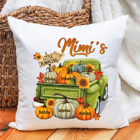 Fall Season Green Truck Mimi Personalized Indoor Pillow