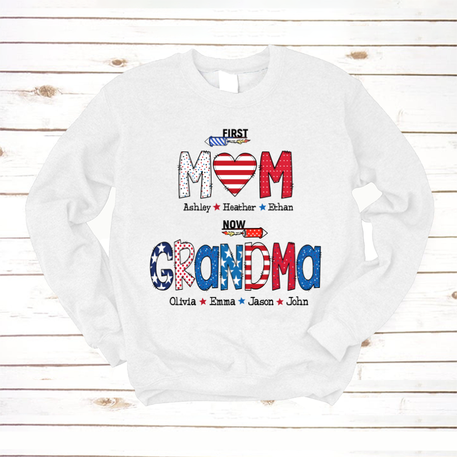 First Mom Now Grandma and grandkids Sweatshirt