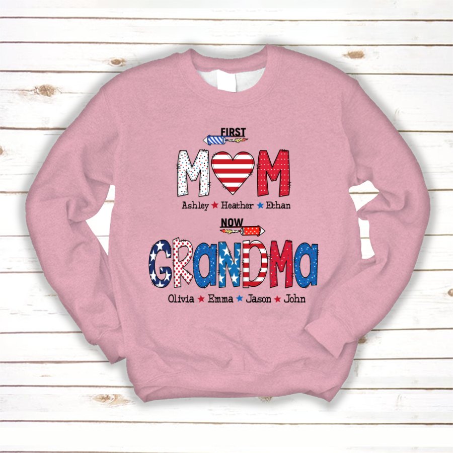 First Mom Now Grandma and grandkids Sweatshirt