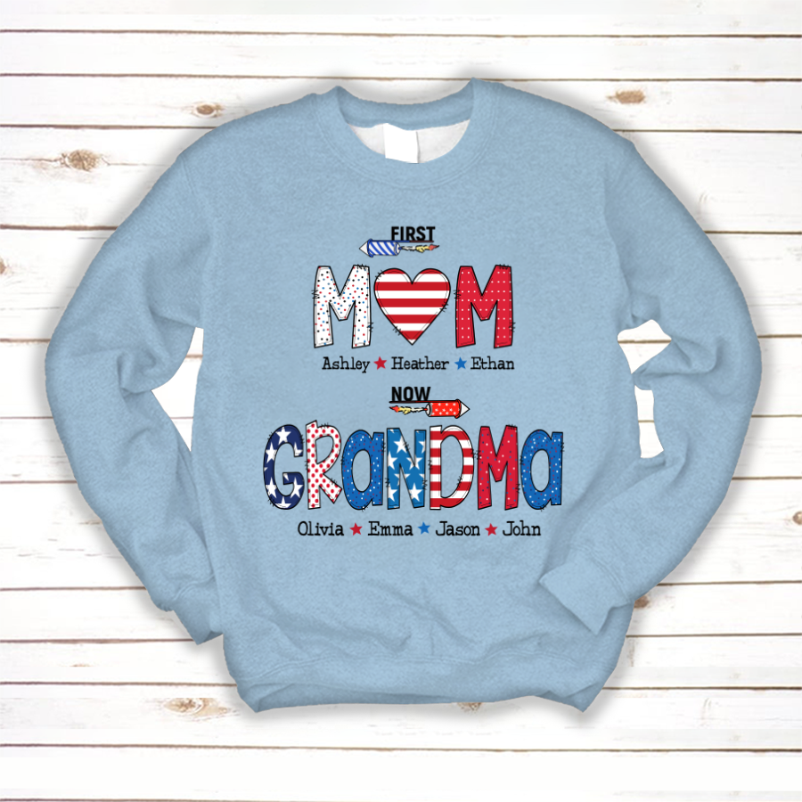 First Mom Now Grandma and grandkids Sweatshirt