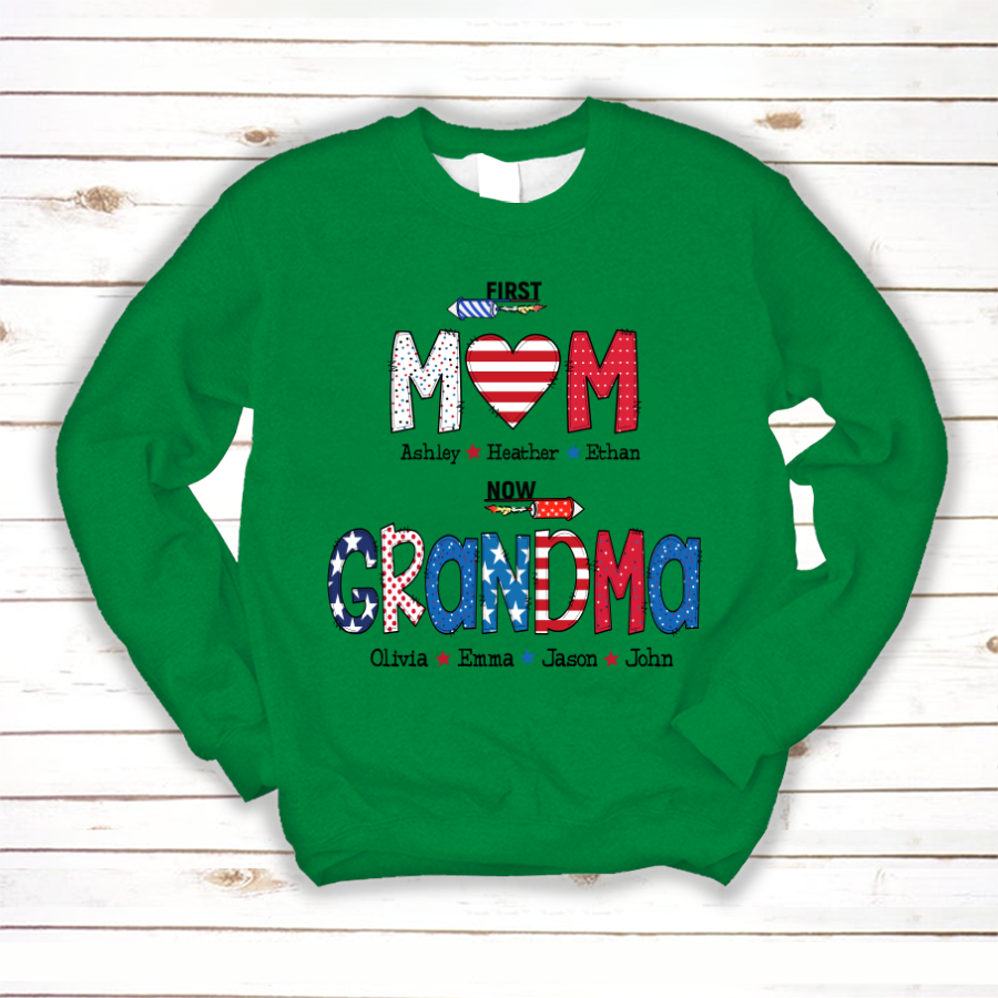 First Mom Now Grandma and grandkids Sweatshirt