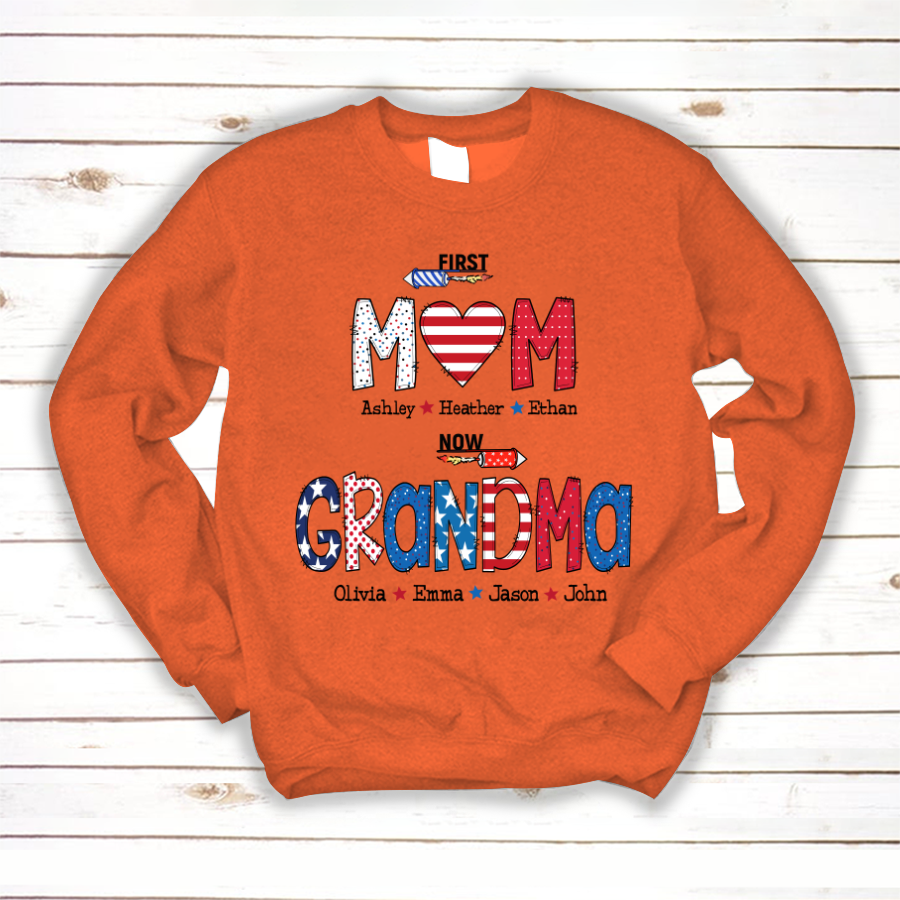 First Mom Now Grandma and grandkids Sweatshirt