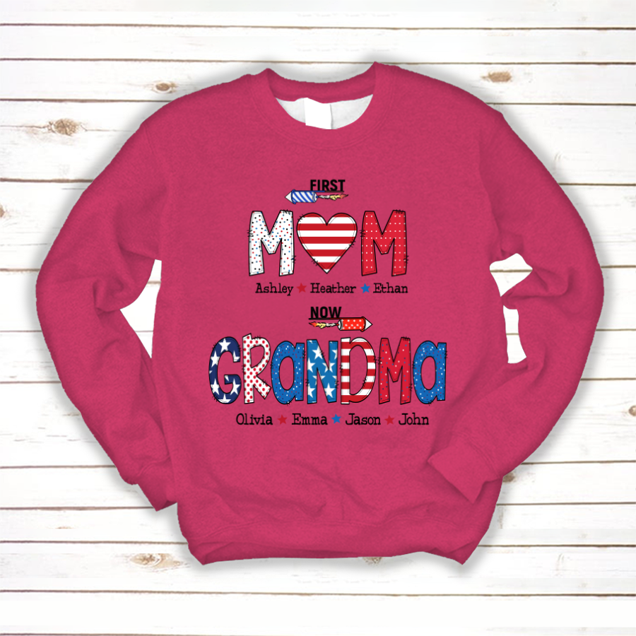 First Mom Now Grandma and grandkids Sweatshirt