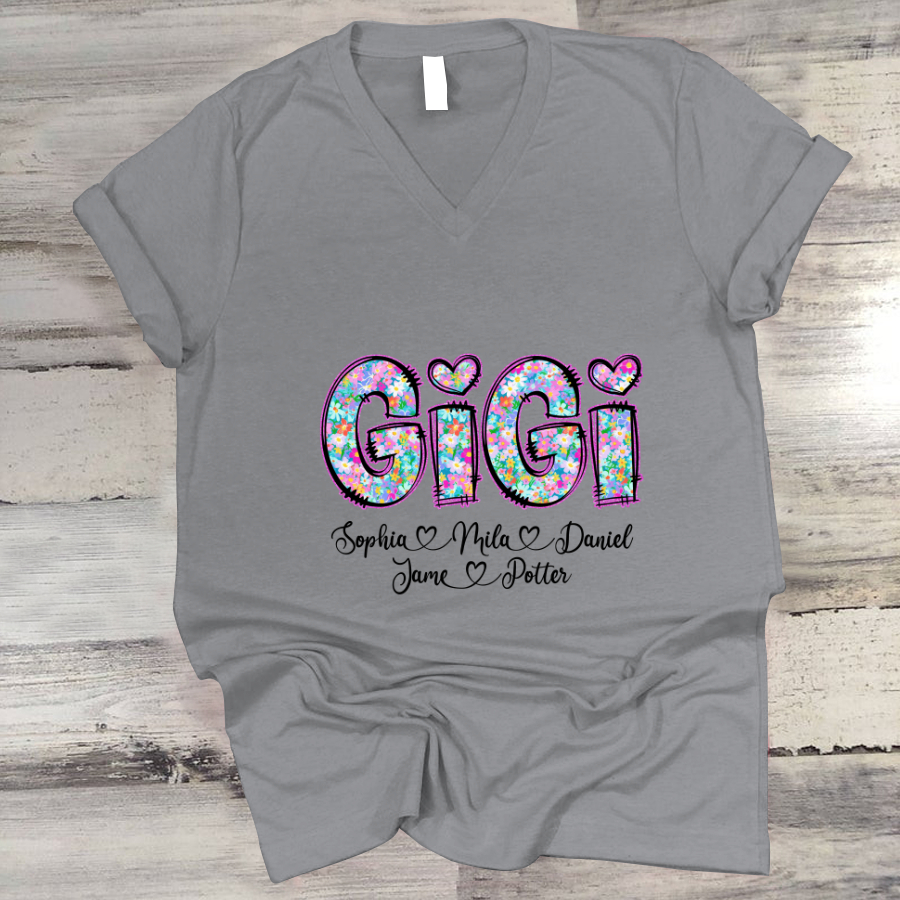 Gigi Coquette Floral Gigi And Grandkids Mothers Day Shirt