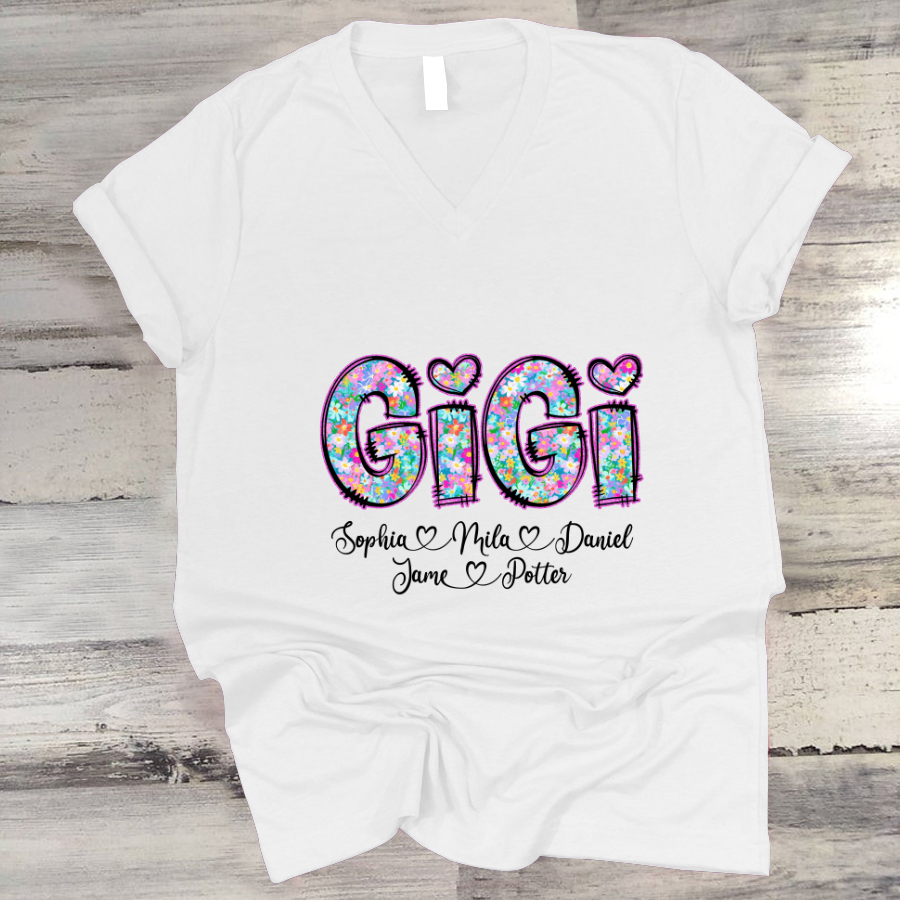 Gigi Coquette Floral Gigi And Grandkids Mothers Day Shirt