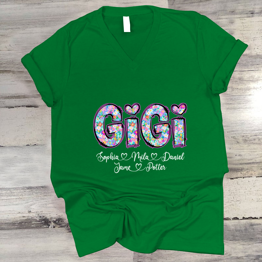 Gigi Coquette Floral Gigi And Grandkids Mothers Day Shirt