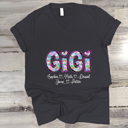 Gigi Coquette Floral Gigi And Grandkids Mothers Day Shirt