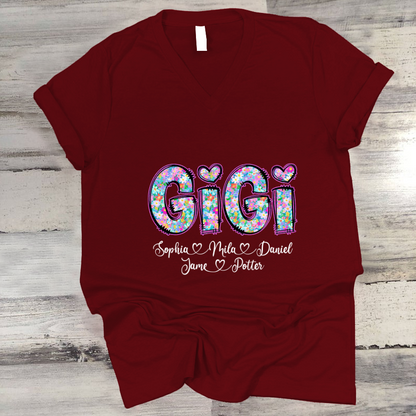 Gigi Coquette Floral Gigi And Grandkids Mothers Day Shirt