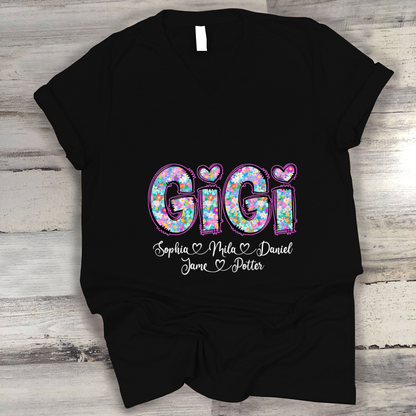 Gigi Coquette Floral Gigi And Grandkids Mothers Day Shirt