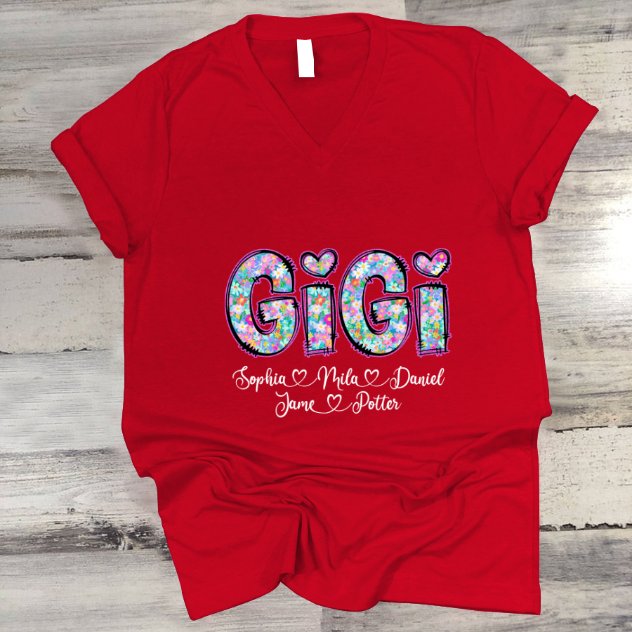 Gigi Coquette Floral Gigi And Grandkids Mothers Day Shirt