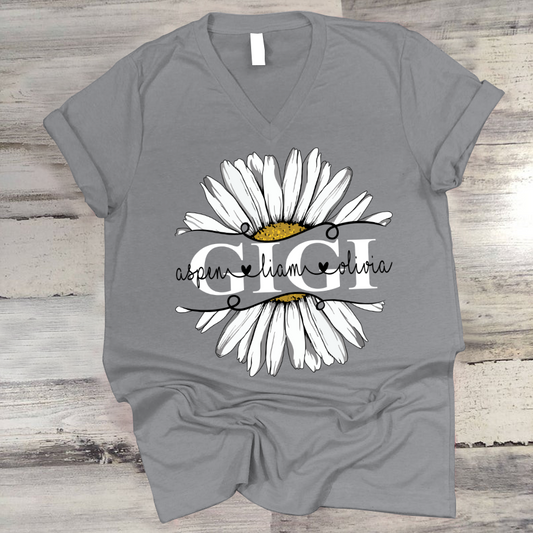 Gigi And Grandkids Flower Daisy V-Neck