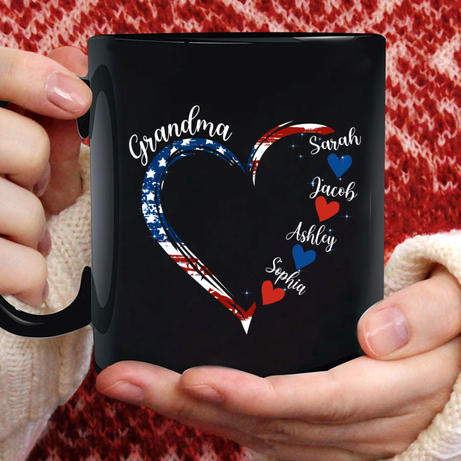 Grandma and Grandkids American Hearts Mug
