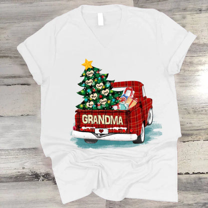 Grandma and Grandkids Christmas Truck 2022 V-Neck