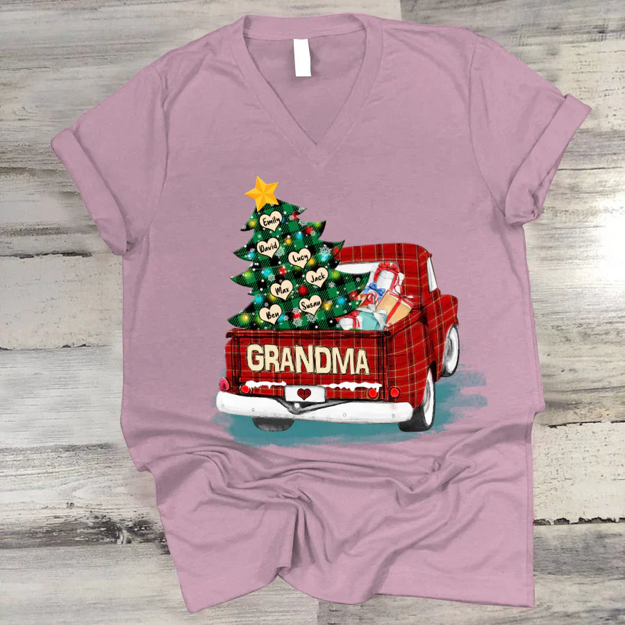 Grandma and Grandkids Christmas Truck 2022 V-Neck