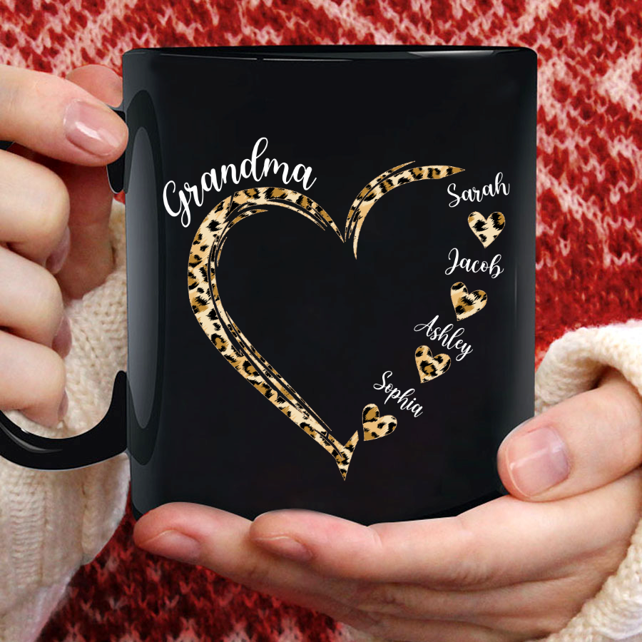 Grandma and Grandkids Hearts Leopard Mother's Day Mug