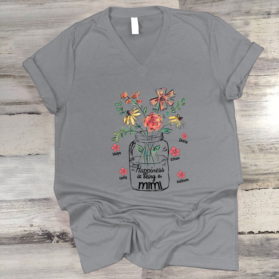 Happiness Is Being A Mimi Water Flowers V-Neck