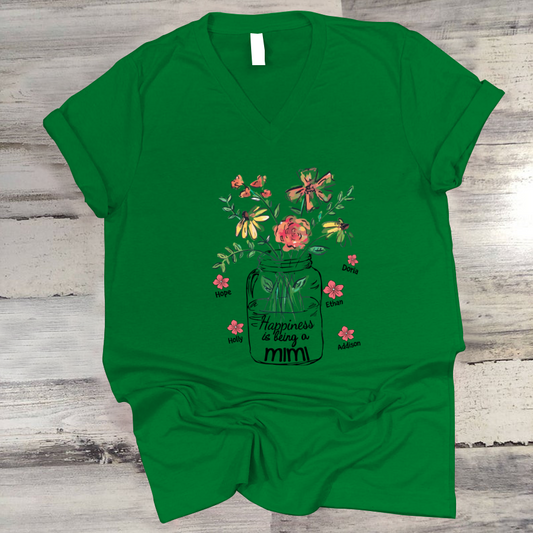 Happiness Is Being A Mimi Water Flowers V-Neck