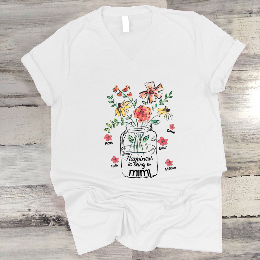 Happiness Is Being A Mimi Water Flowers V-Neck