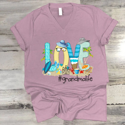 Love Beach Grandma Life V-Neck