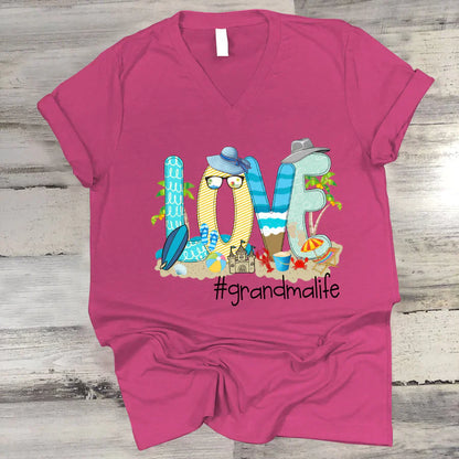 Love Beach Grandma Life V-Neck